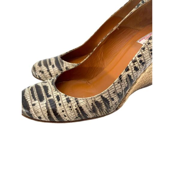 LANVIN Women's Shoes Snake Print Leather Ballerina Espadrille Wedge Heels EU 39 - Picture 12 of 16